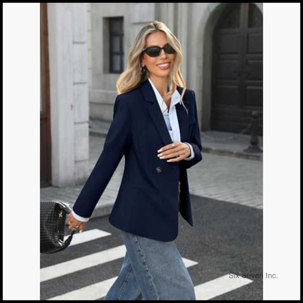 Polyester Blazer with Double-Breasted Design and … - image 4